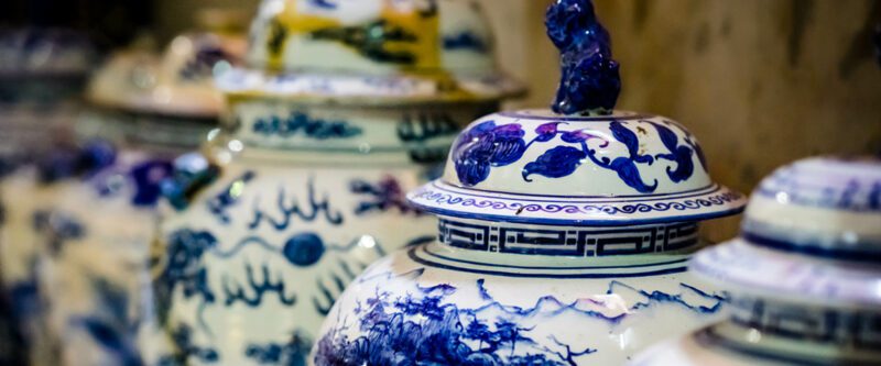 Chinese style vases with blue